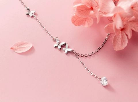 925 Sterling Silver Butterfly Anklet