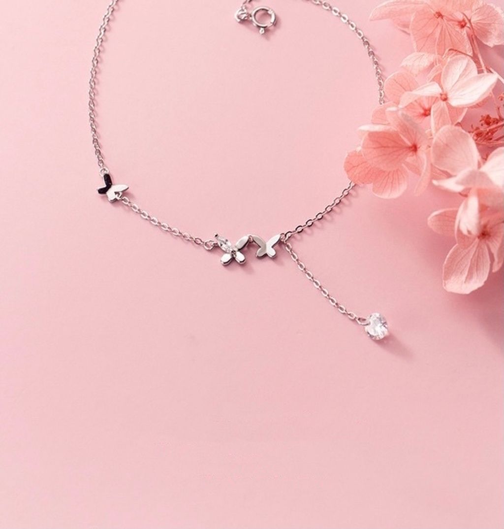 925 Sterling Silver Butterfly Anklet