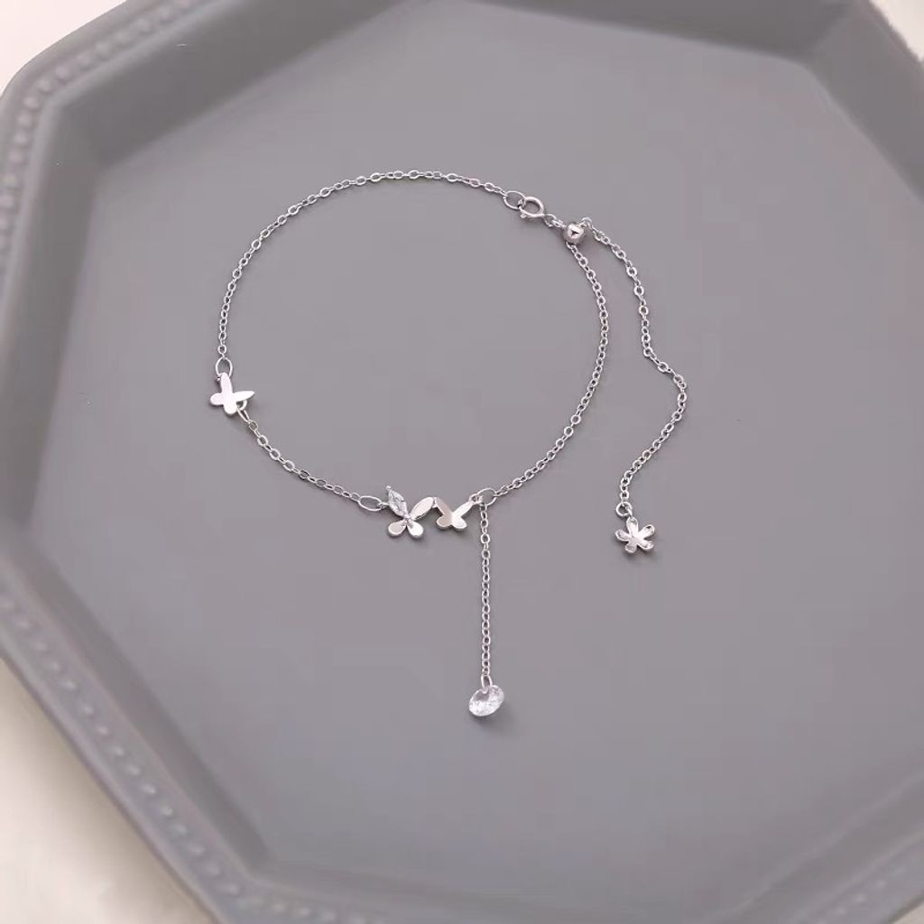 925 Sterling Silver Butterfly Anklet