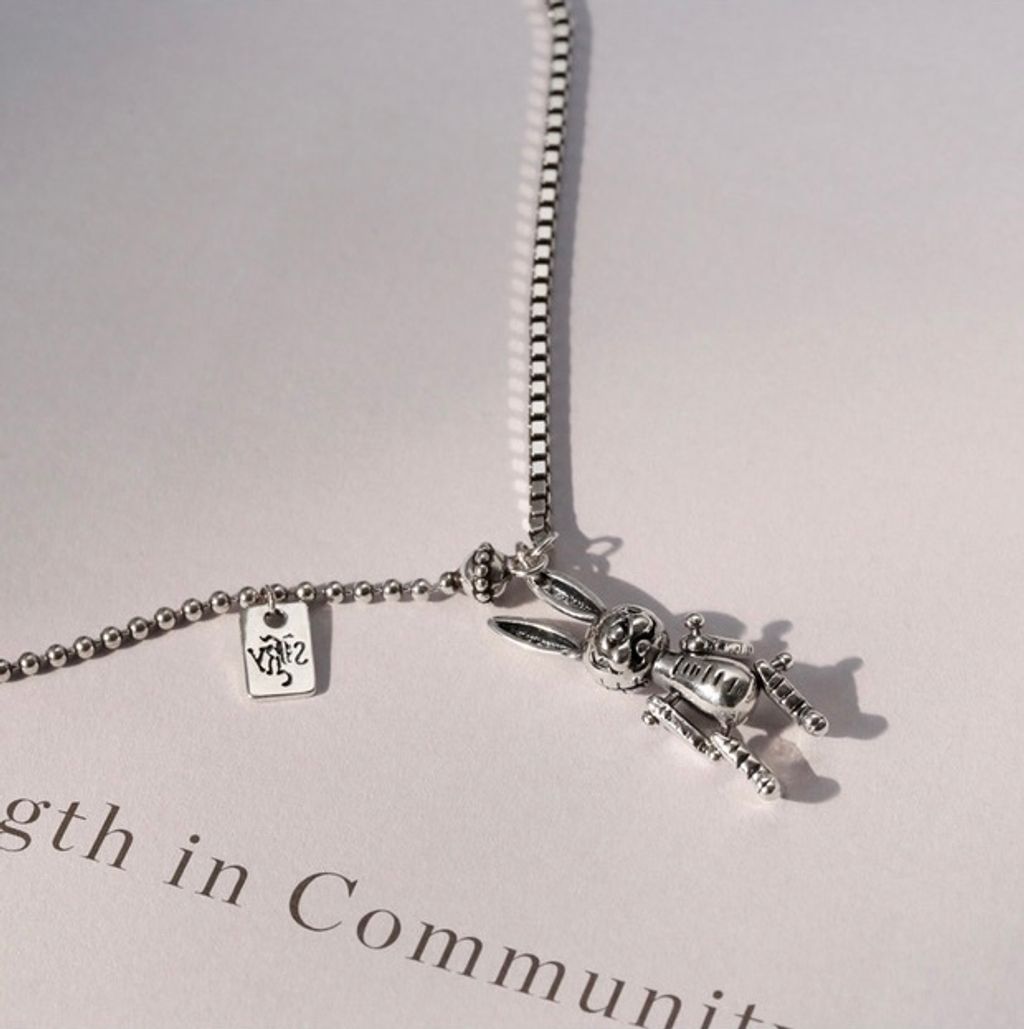925 Sterling Silver Mechanical Rabbit Necklace