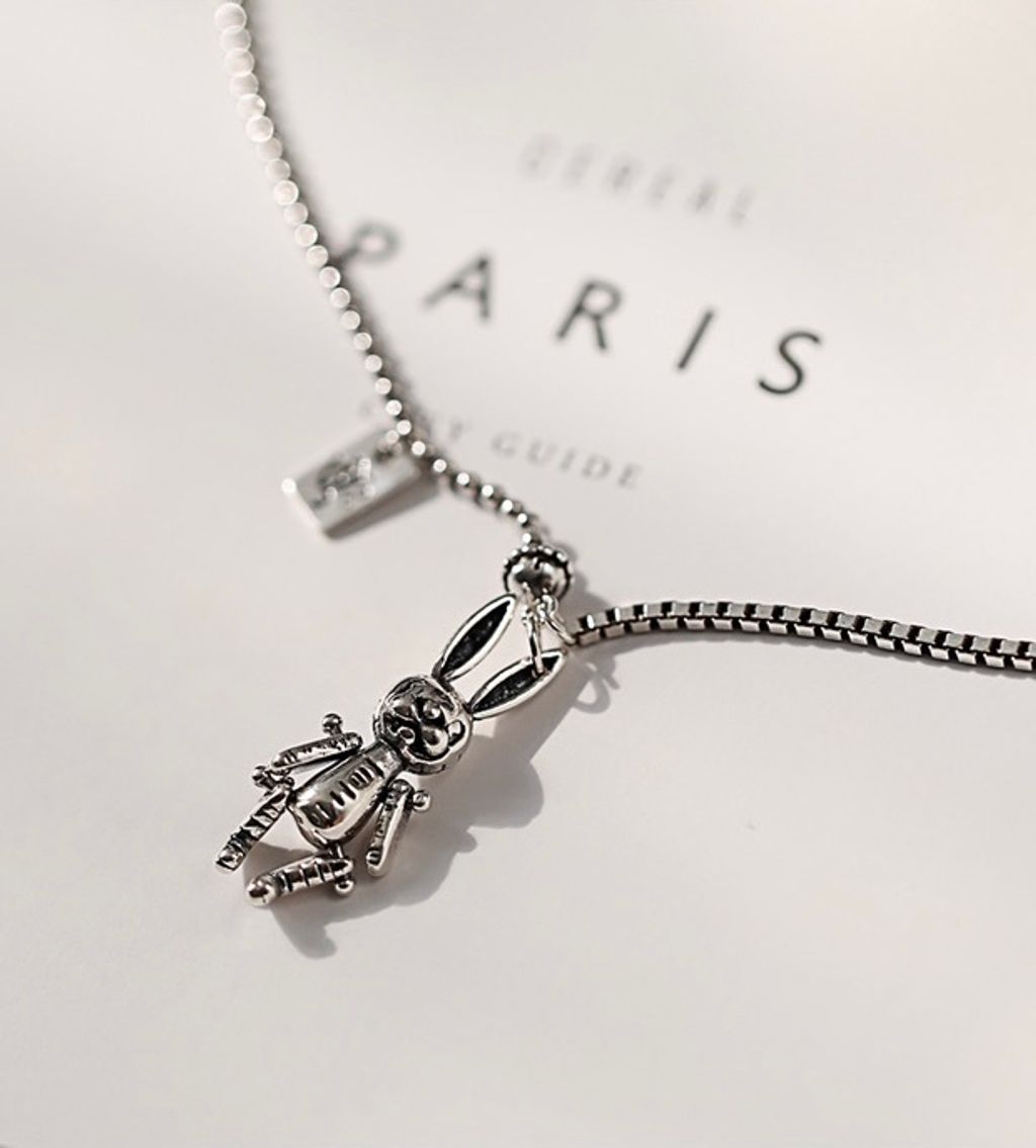 925 Sterling Silver Mechanical Rabbit Necklace