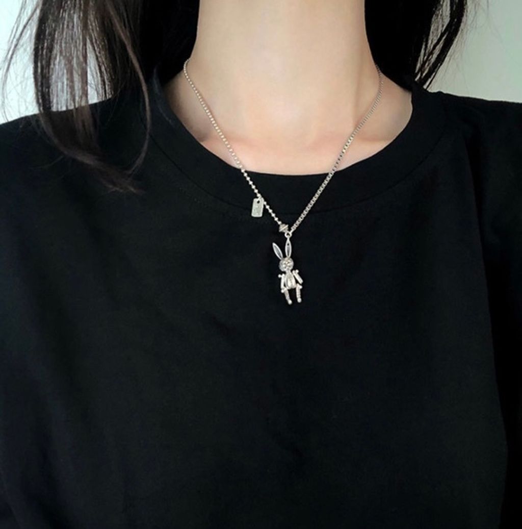 925 Sterling Silver Mechanical Rabbit Necklace