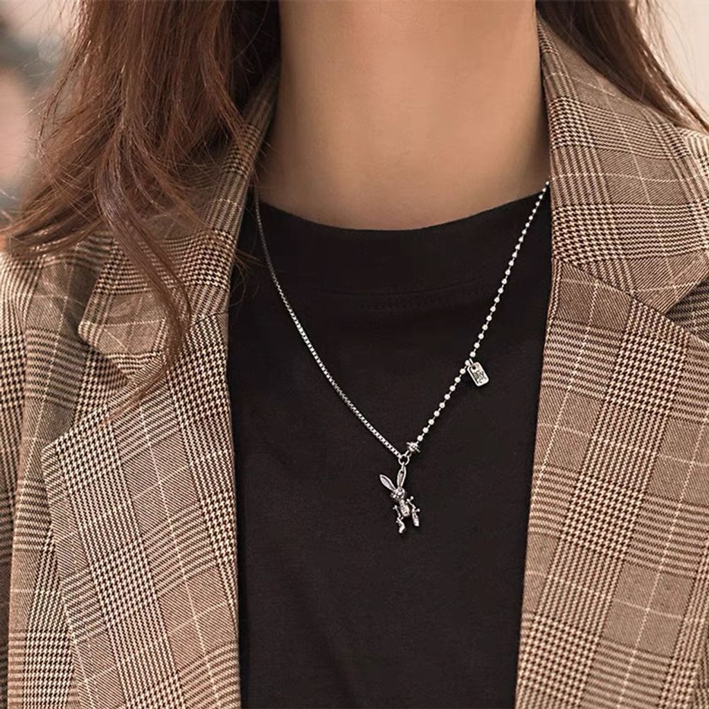 925 Sterling Silver Mechanical Rabbit Necklace
