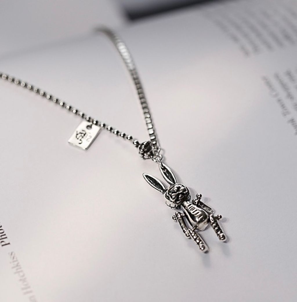 925 Sterling Silver Mechanical Rabbit Necklace
