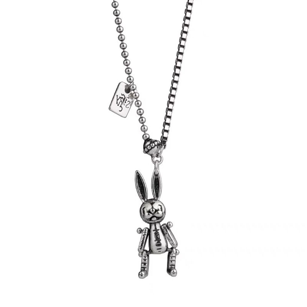 925 Sterling Silver Mechanical Rabbit Necklace