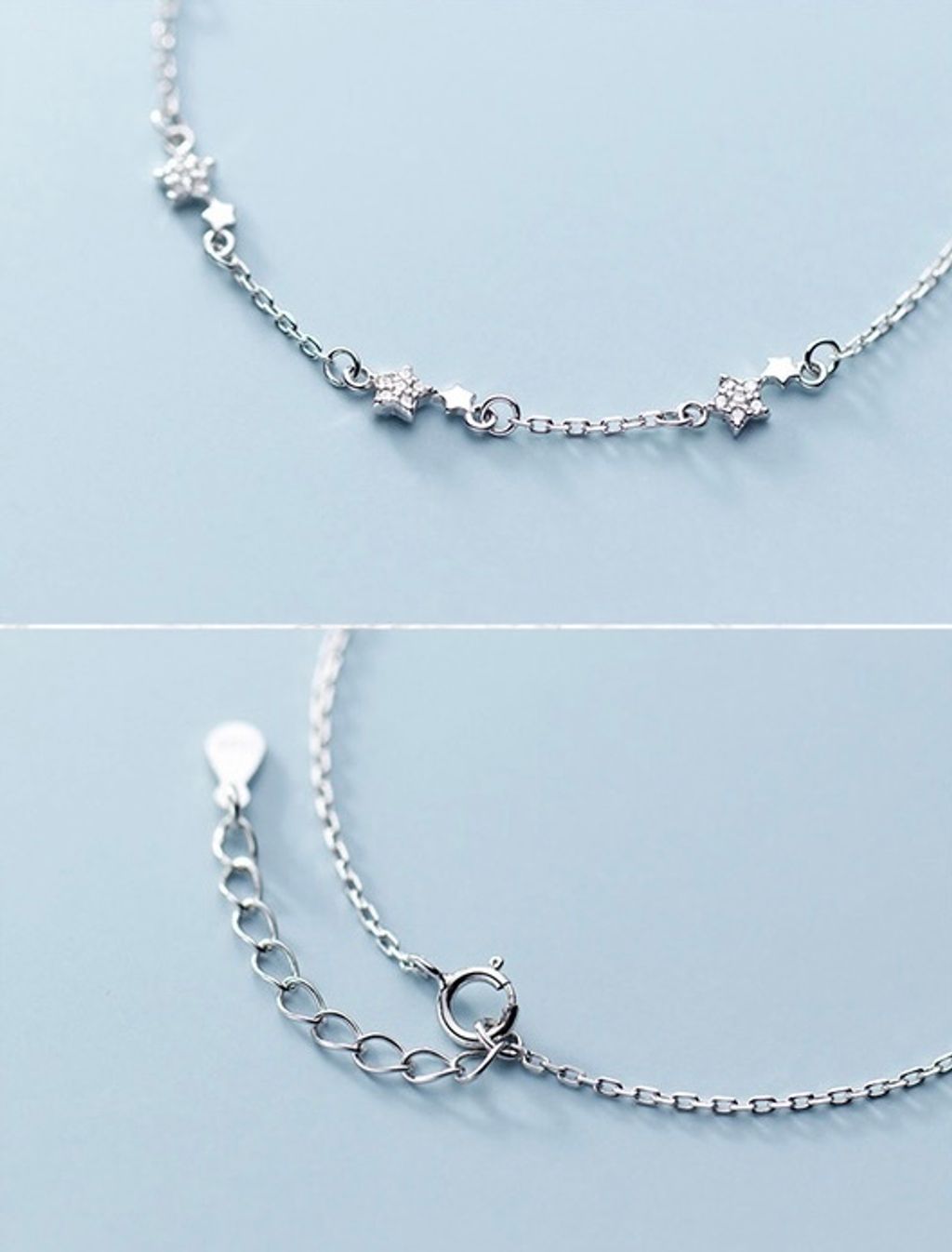925 Sterling Silver Star Anklet