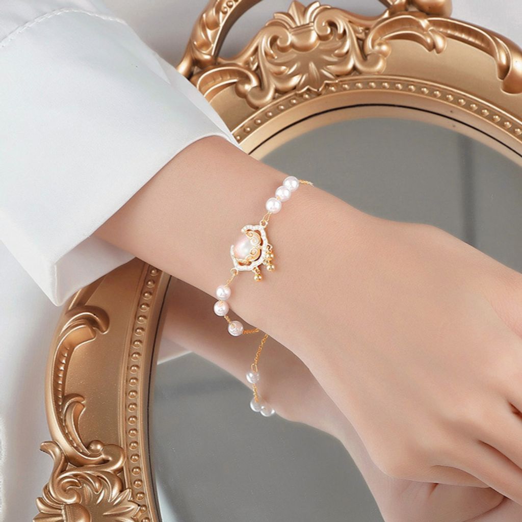 925 Sterling Silver Pearl Safety Lock Bracelet