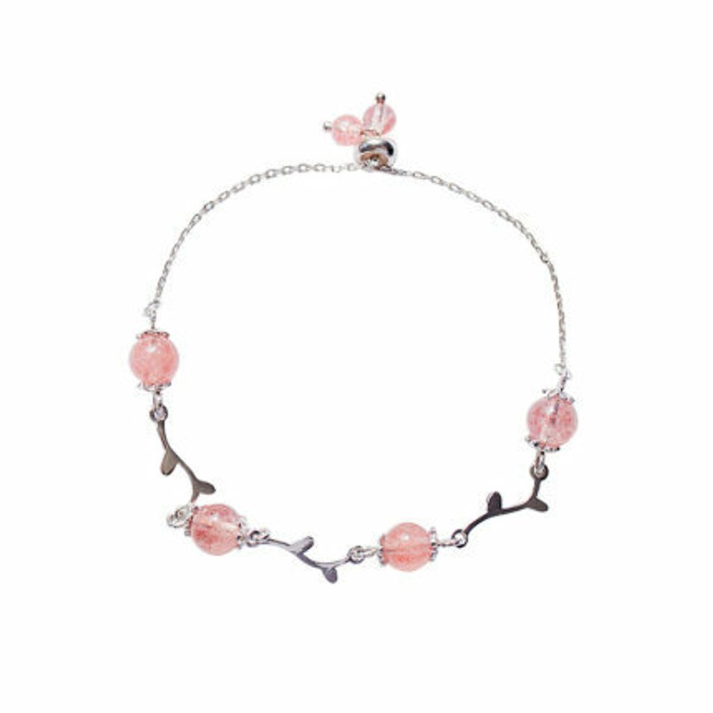 925 Sterling Silver Strawberry Crystal Bracelet