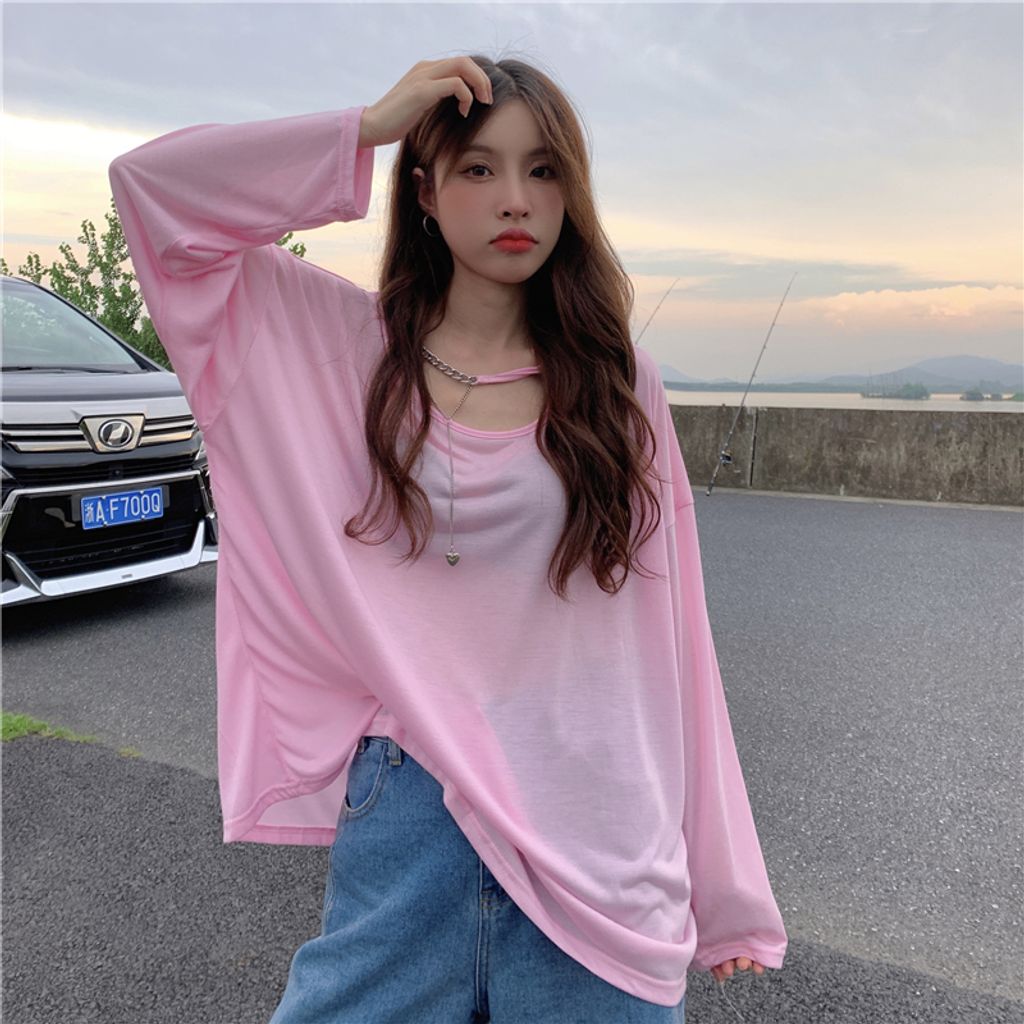 Cutout Long Sleeve T-shirt Thin Top