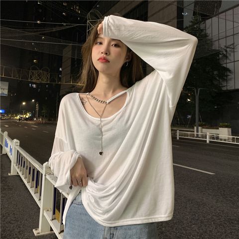 Cutout Long Sleeve T-shirt Thin Top