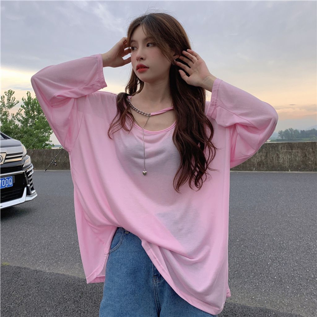Cutout Long Sleeve T-shirt Thin Top