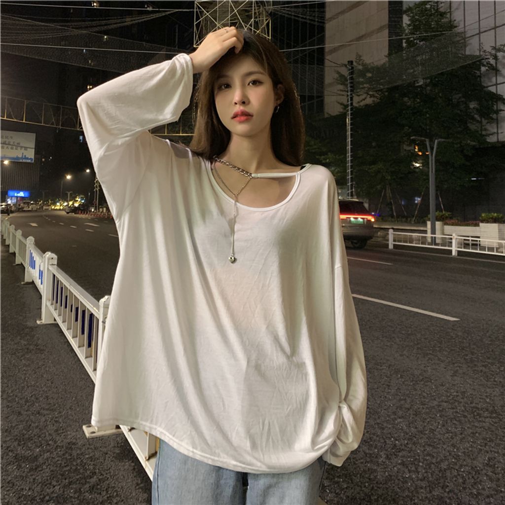 Cutout Long Sleeve T-shirt Thin Top