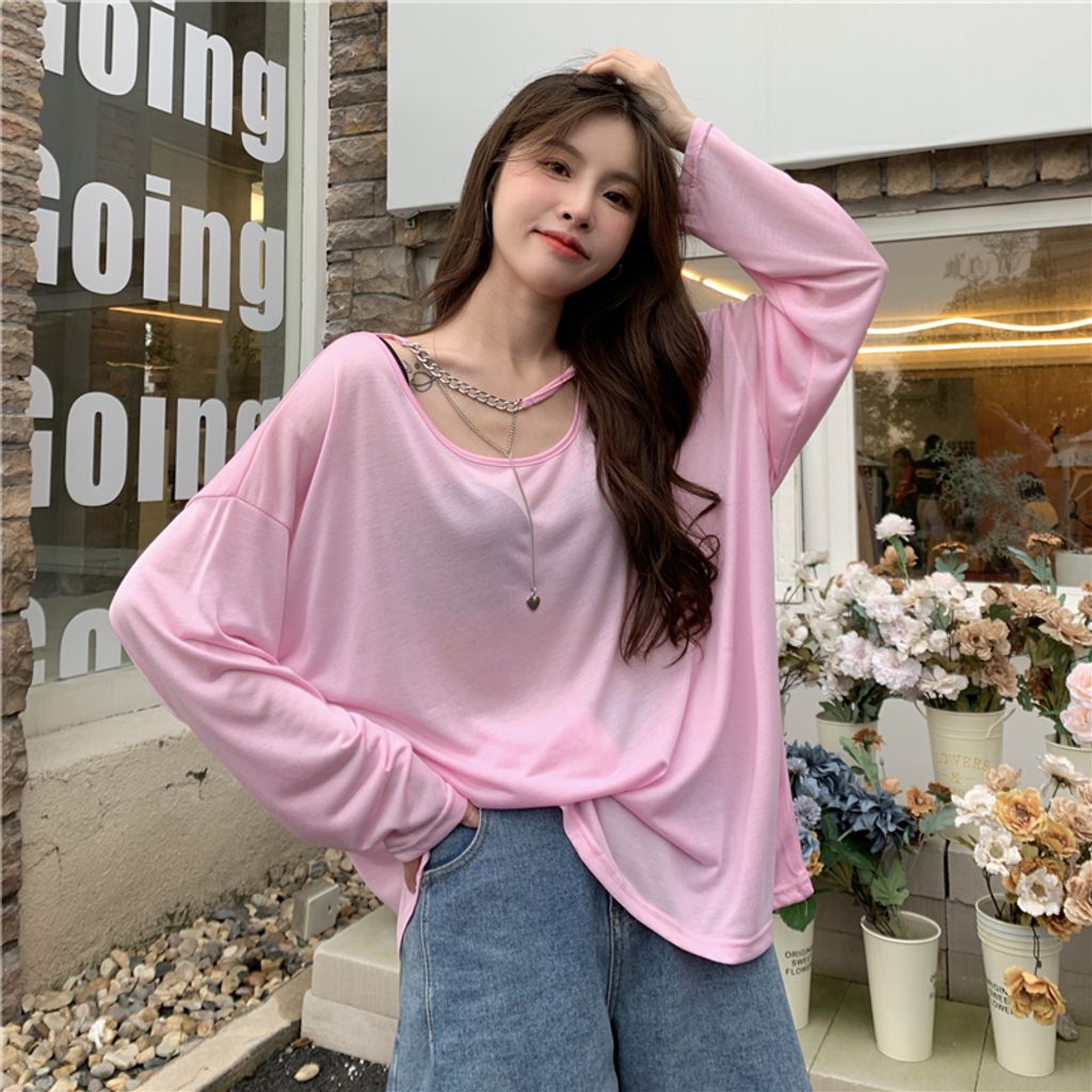 Cutout Long Sleeve T-shirt Thin Top