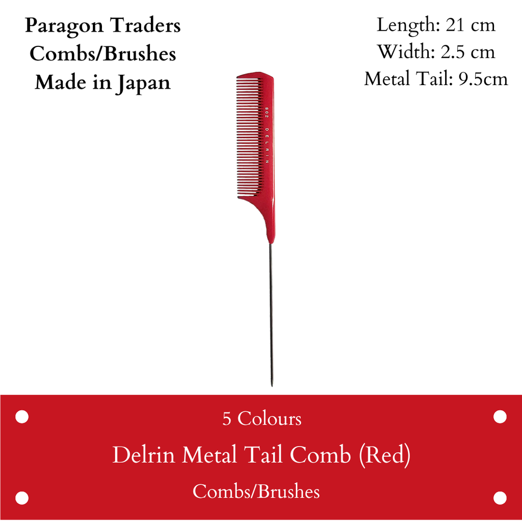 Delrin Metal Tail Comb Red
