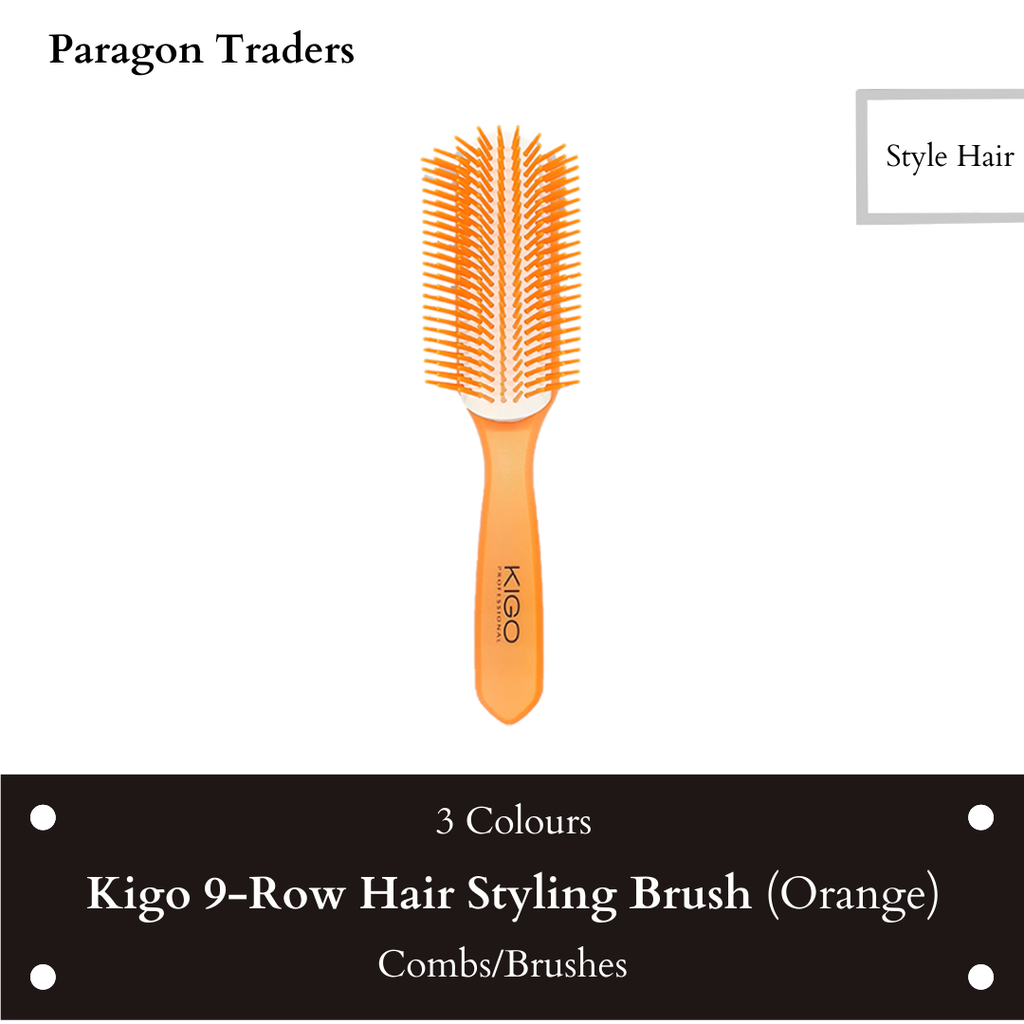 Kigo 9-Row Hair Styling Brush (Orange).png