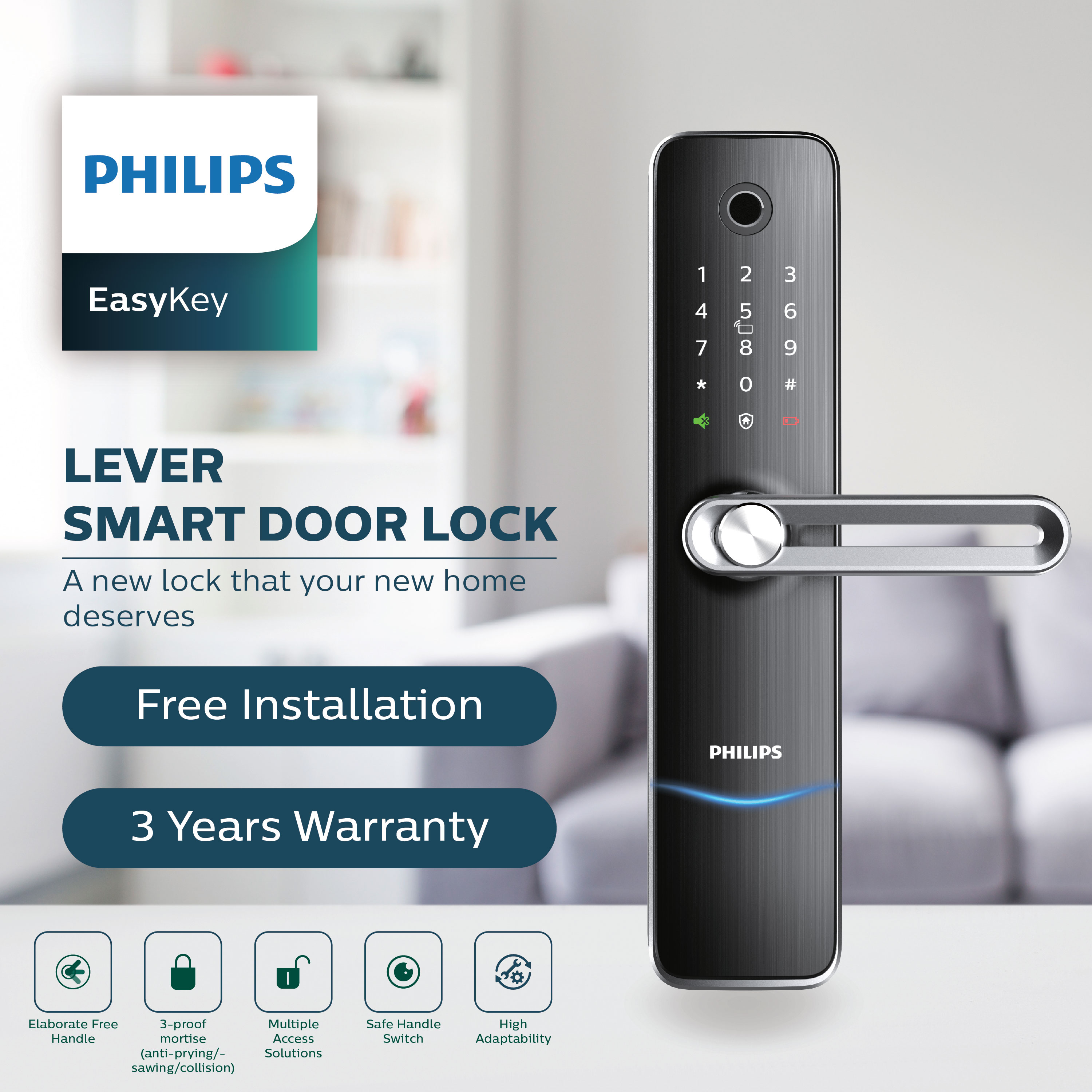 Philips Digital Lock Easy Key 7100 Series – Philips Digital Lock Malaysia  Online Store