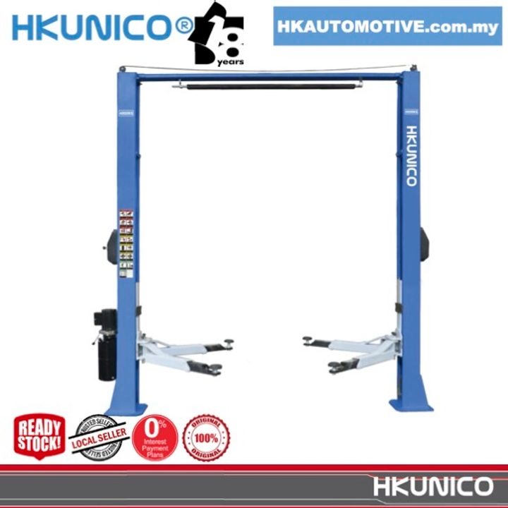HKUNICO HTL3840E 4Ton Clear-Floor 2-Post Car Lift for professional automotive workshops by HK Automotive Malaysia
