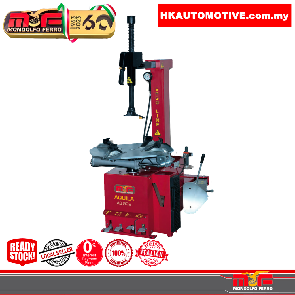 Mondolfo Ferro AS922 22 inch automatic tyre changer machine for professional car and SUV workshops.