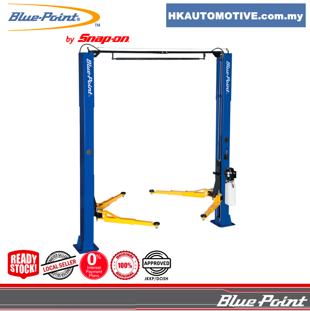 Blue-Point 4 Ton Clear-Floor Two Post Car Lift Wide Model by HK Automotive