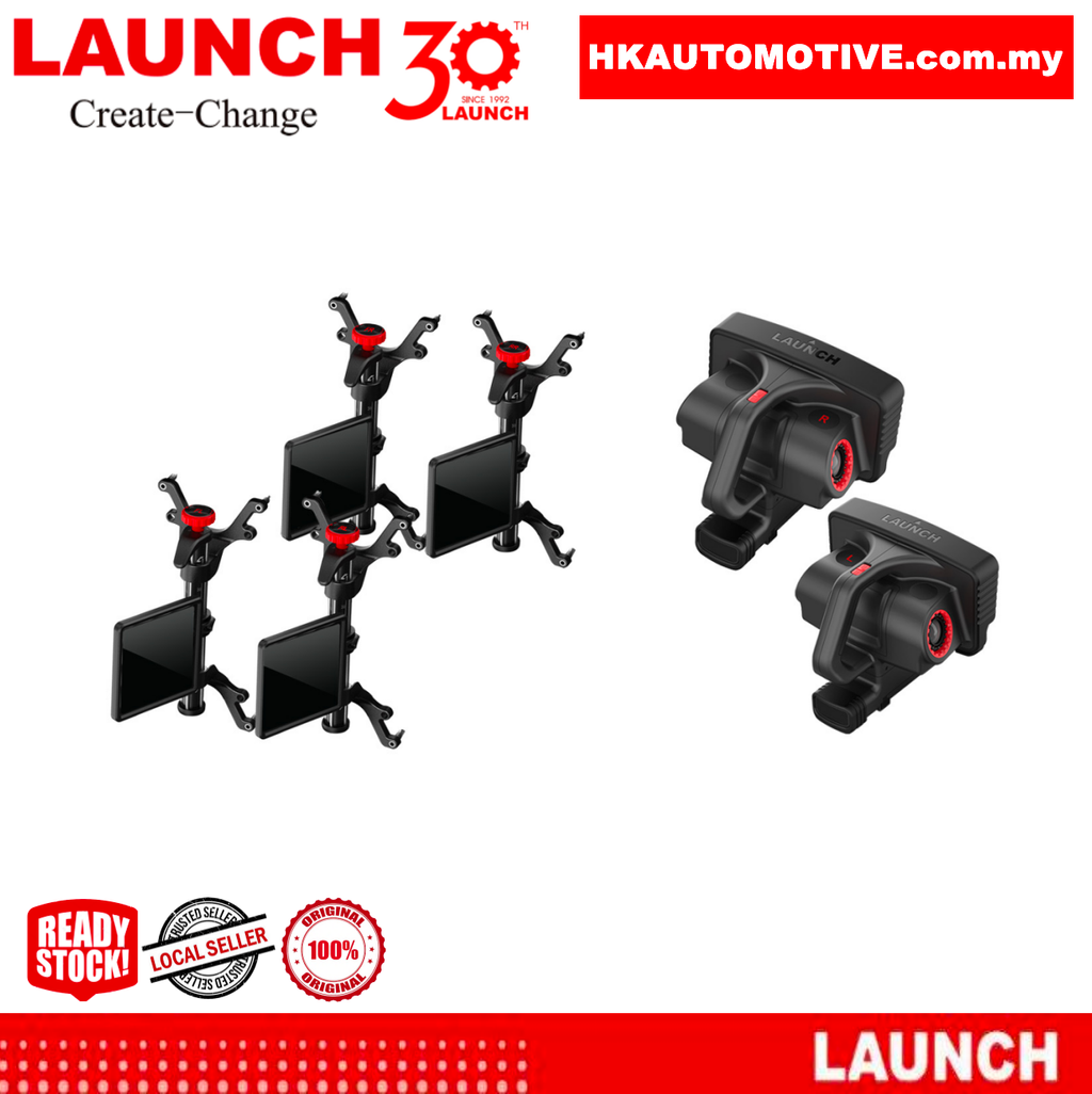 LAUNCH X-613 Portable 3D Wheel Aligner with Tablet PAD5 on Scissor Lift