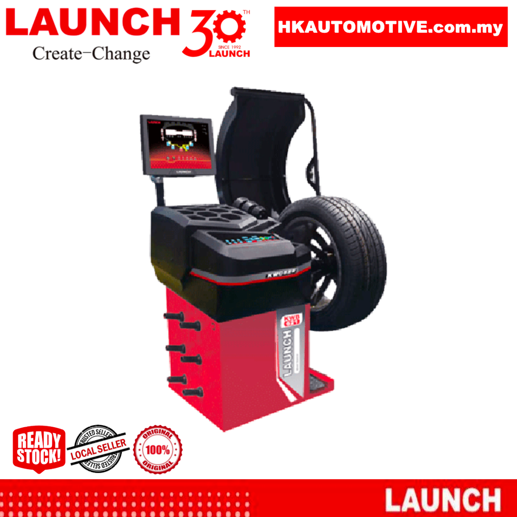 LAUNCH KWB-621 high-precision wheel balancing machine with sonar technology at HK Automotive Malaysia.