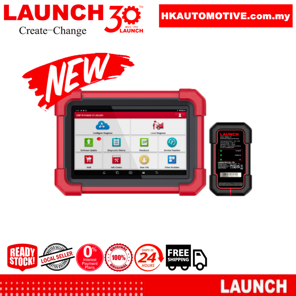 LAUNCH X431 CRP919 MAX Professional Automotive Diagnostic Scanner Main Unit and Accessories