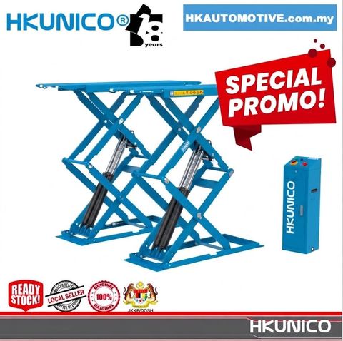HKUNICO HXL6435Y 3.5Ton on-ground full-rise low profile scissor lift for automotive workshop