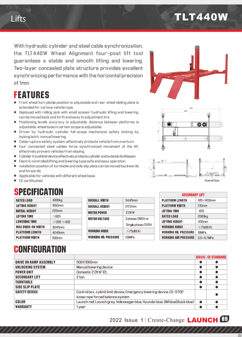 LAUNCH TLT440W 4-Ton 4-Post Alignment Lift | HK Automotive Malaysia