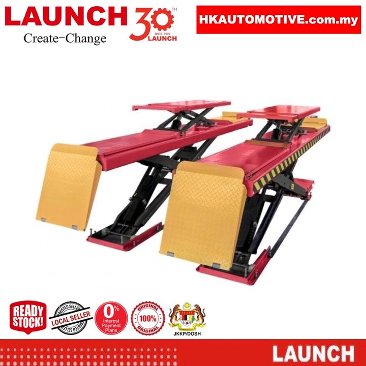 LAUNCH TLT840WAF 4-Ton Ultra Thin Wheel Alignment Scissor Lift in workshop