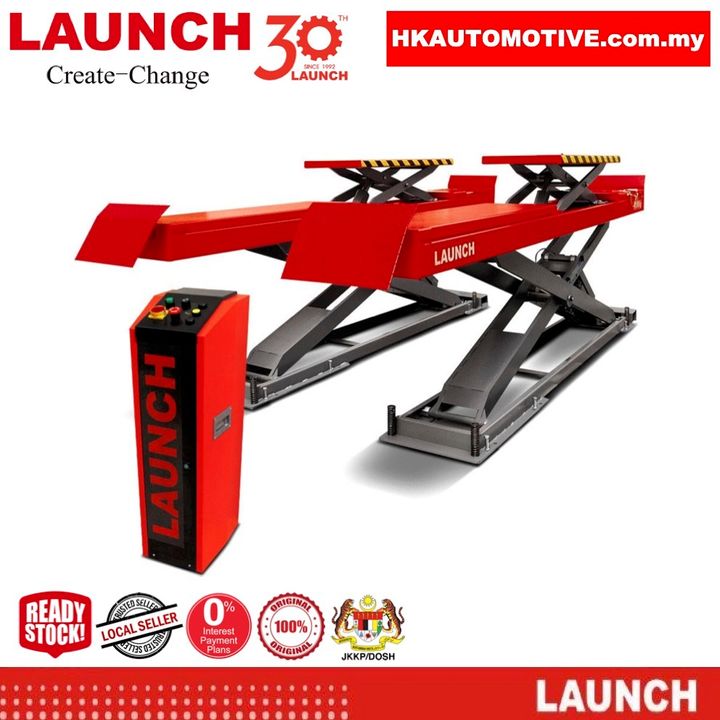 LAUNCH TLT840WA 4-Ton pit-type wheel alignment scissor lift installed in a workshop