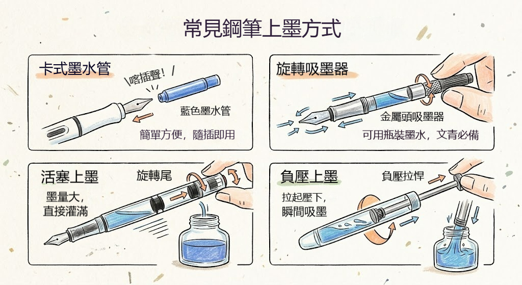 常見鋼筆上墨方式