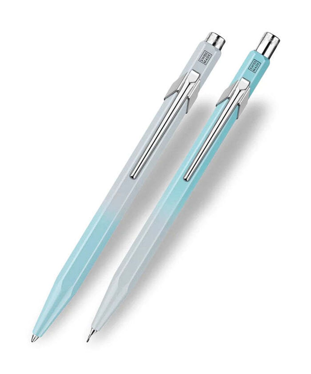 Caran d_Ache 849 Blue Lagoon balpen vulpotlood set