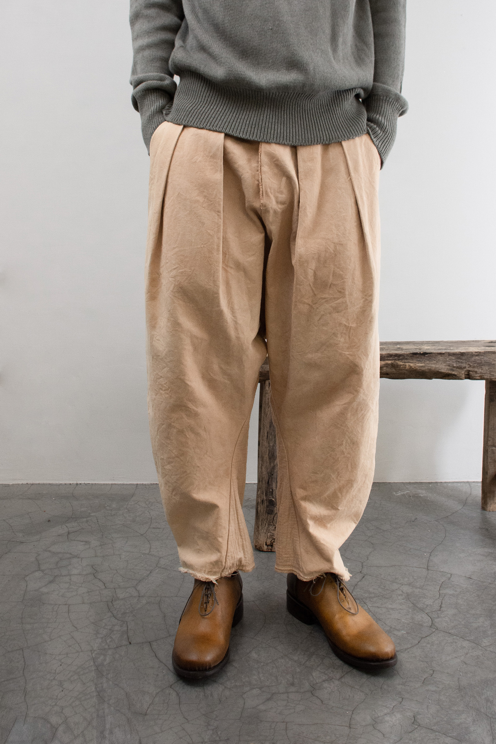 PROJECTbyH. "EROS" Patchwork Pleated Drop - Crotch Wide Trousers