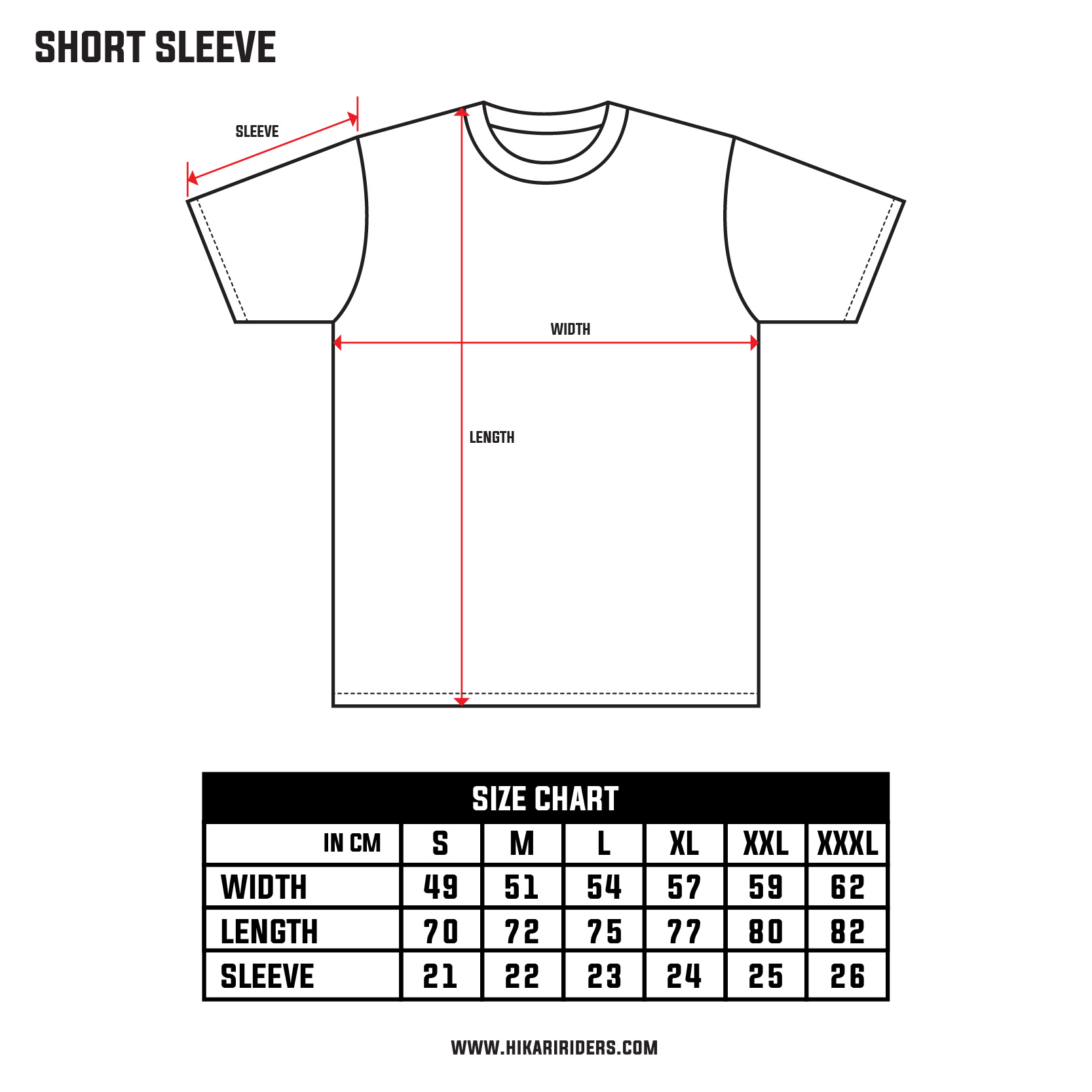 Size Chart (Short Sleeve)