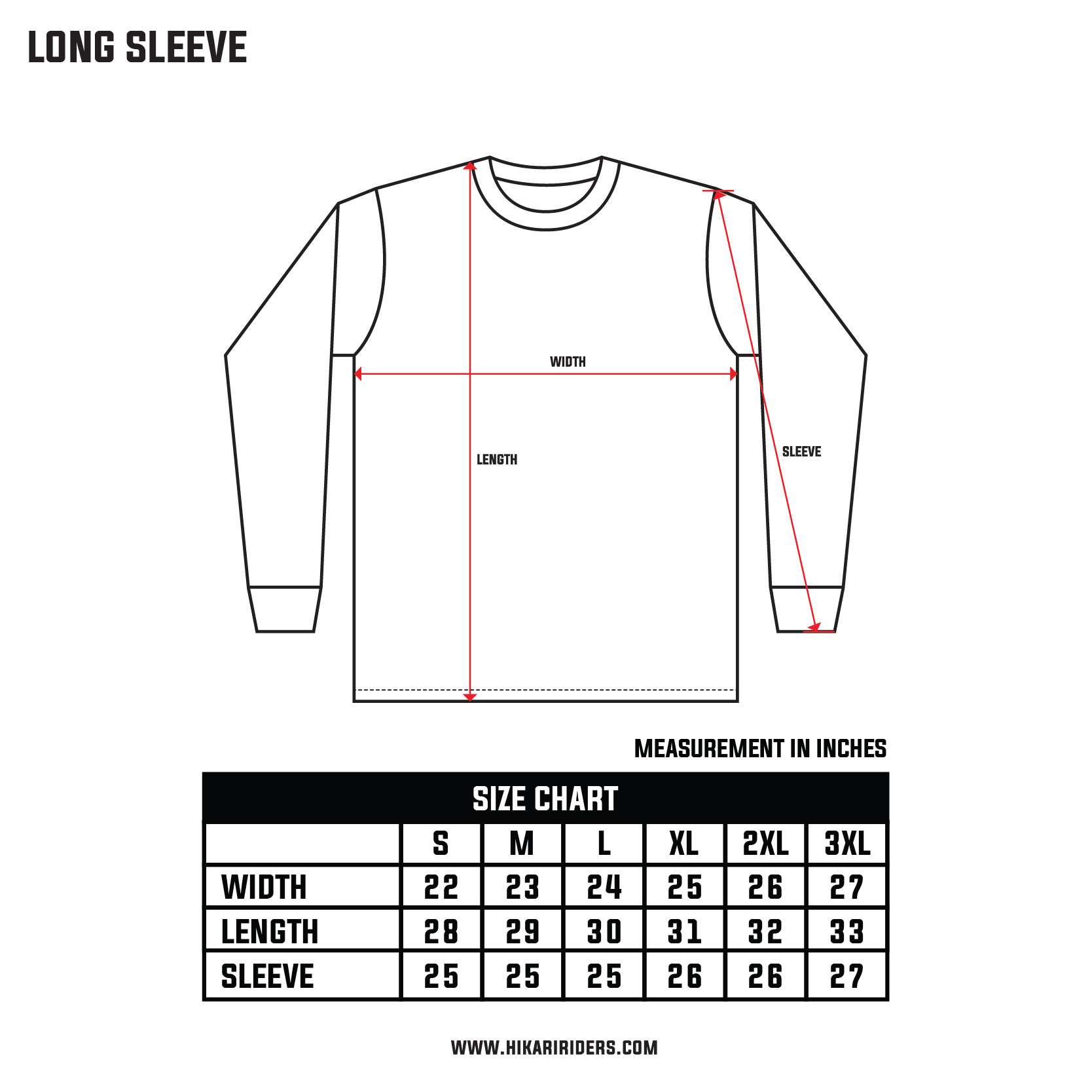 Size Chart (Long Sleeve)