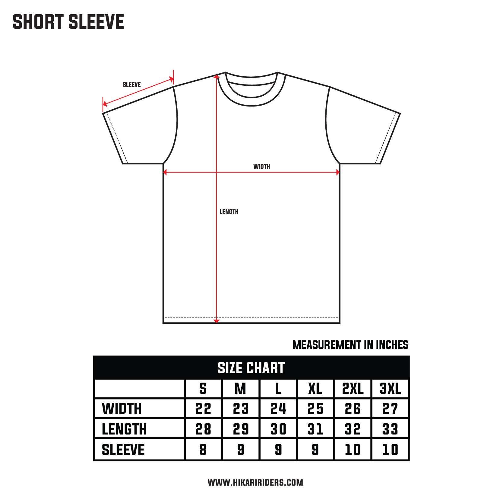 Size Chart (Short Sleeve)