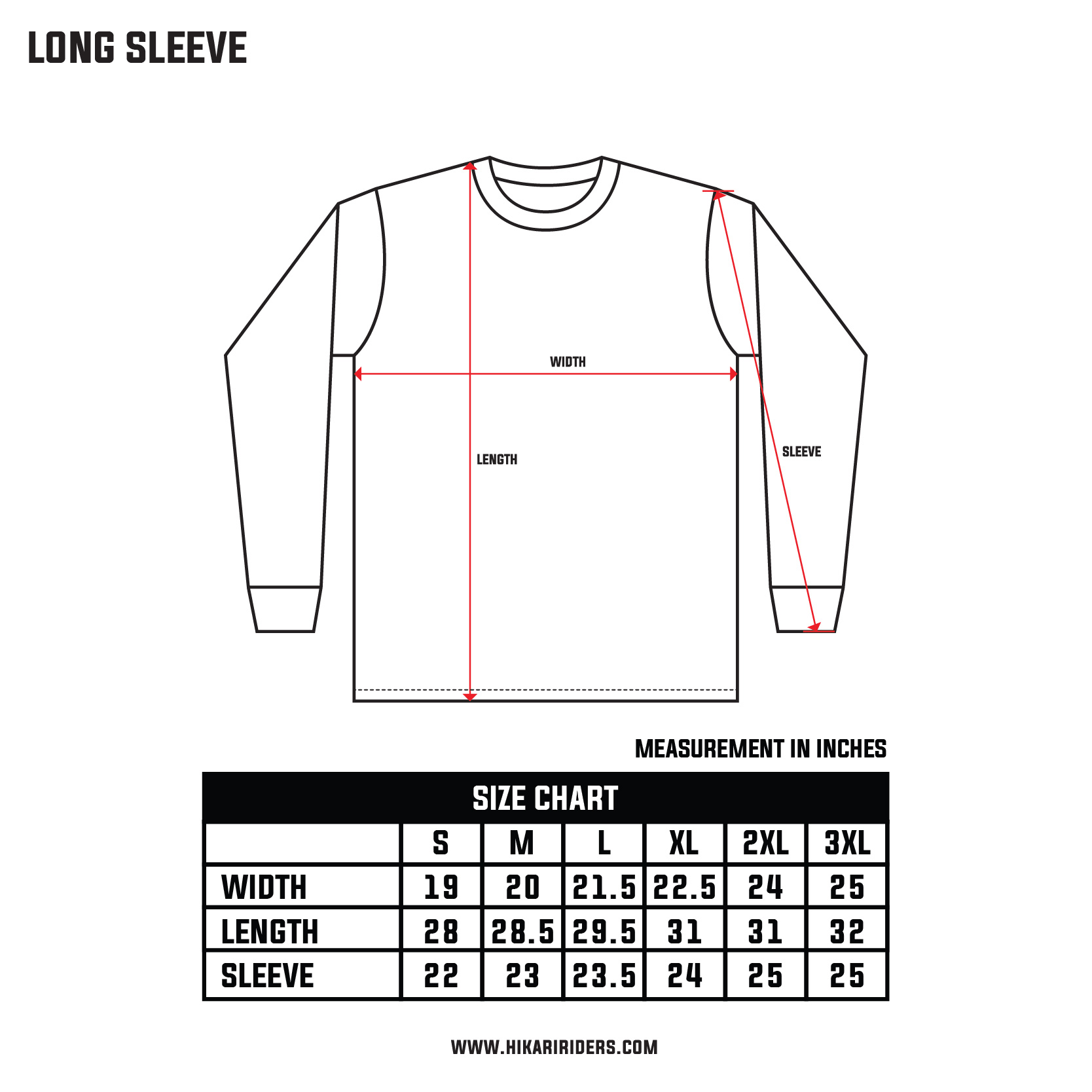 Size T-shirt LS