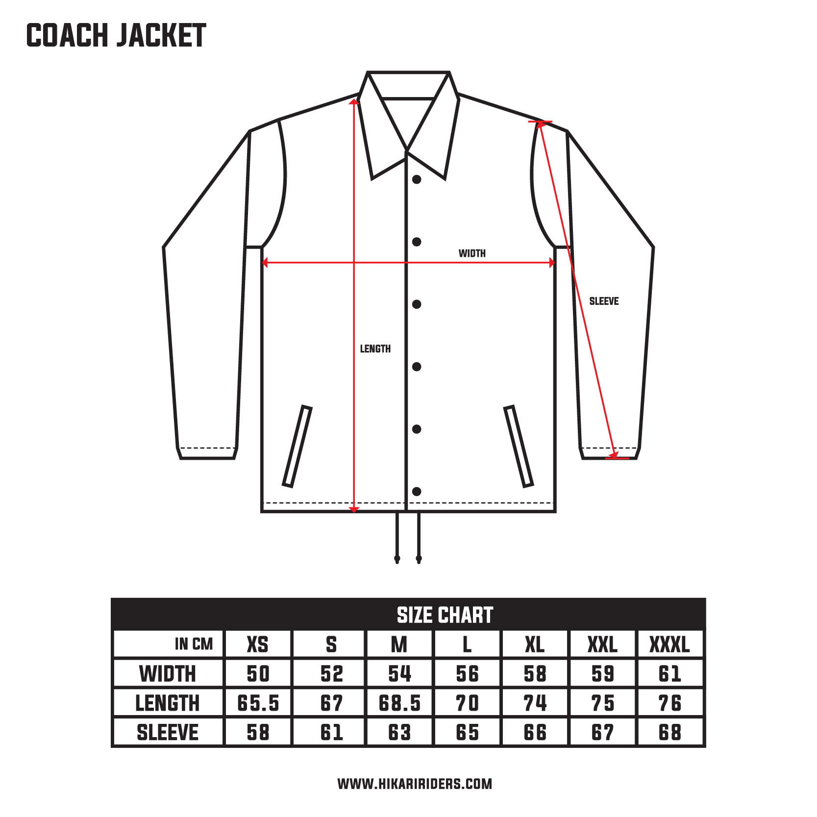 Size Chart (Coach Jacket)