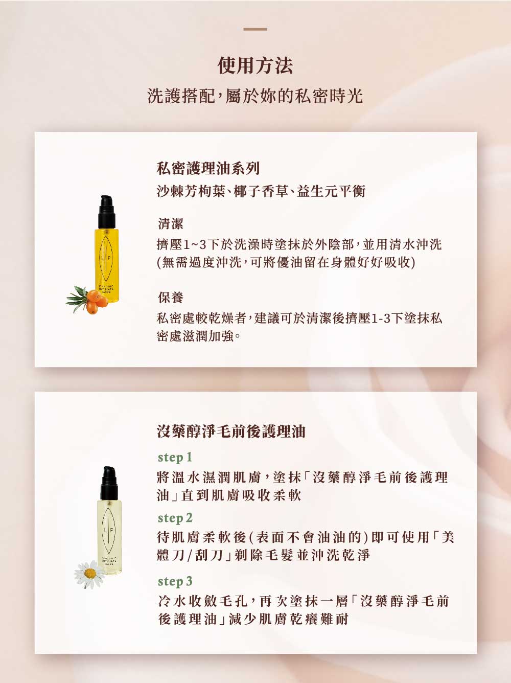 Lip Intimate Care 私密處護理油使用方法