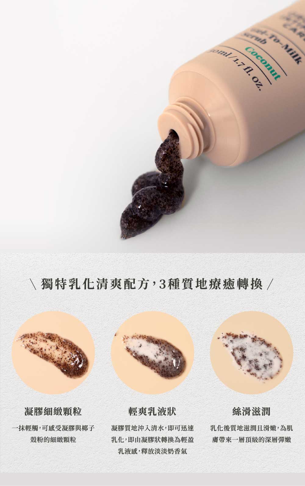 Lip Intimate Care椰子牛奶磨砂凝露3種特色質地