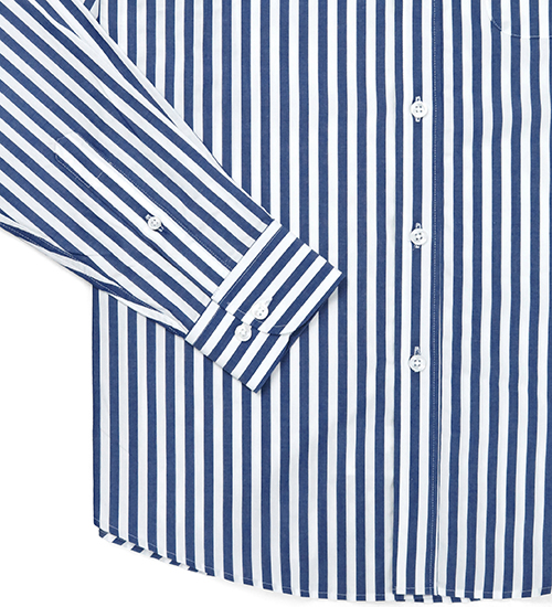 GIBBON 經典粗條紋休閒長袖襯衫‧藍條紋-7