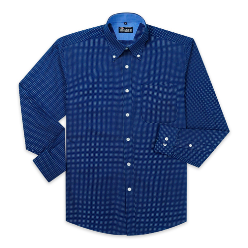 GIBBON 滿版星芒紋休閒長袖襯衫‧藍色-5