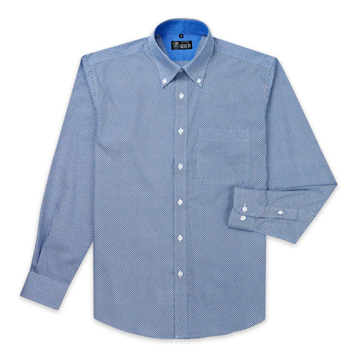 GIBBON 滿版小齒輪紋路裝飾休閒長袖襯衫‧藍白紋-5