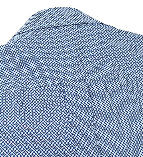 GIBBON 滿版小齒輪紋路裝飾休閒長袖襯衫‧藍白紋-8