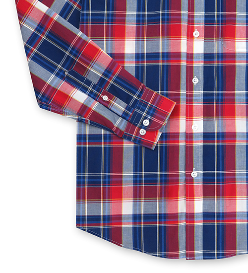 GIBBON 英倫風格紋休閒長袖襯衫‧紅藍格-7