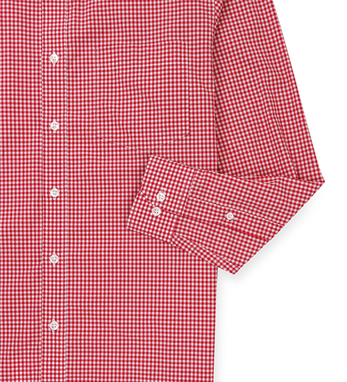 GIBBON 紅白格紋純棉休閒長袖襯衫-6