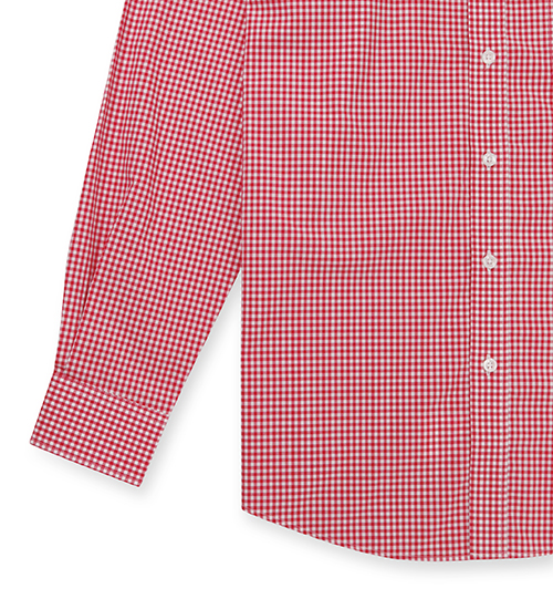 GIBBON 紅白格紋純棉休閒長袖襯衫-7