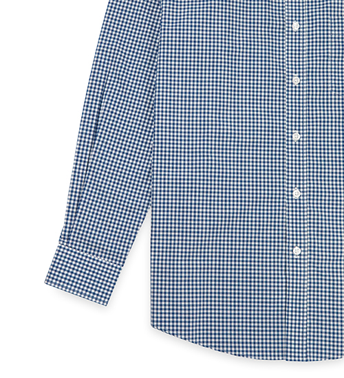 GIBBON 暗藍格紋純棉休閒長袖襯衫-8