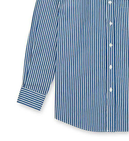 GIBBON 經典粗條紋休閒長袖襯衫‧深藍條-7