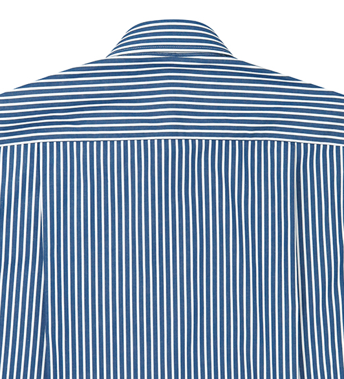 GIBBON 經典粗條紋休閒長袖襯衫‧深藍條-8